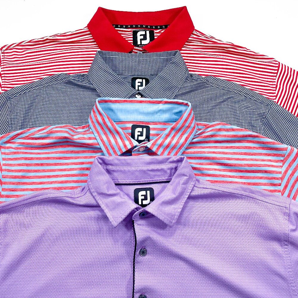 LOT OF 4 FootJoy XXL Men's Golf Performance Polo Multi-Color Short Sleeve Shirts